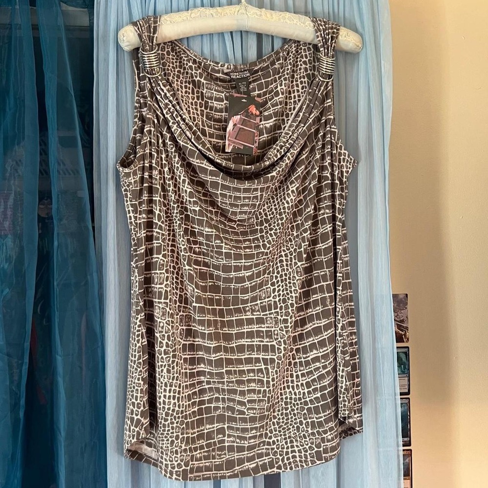 Crocodile Print Cowl Neck Tank Top